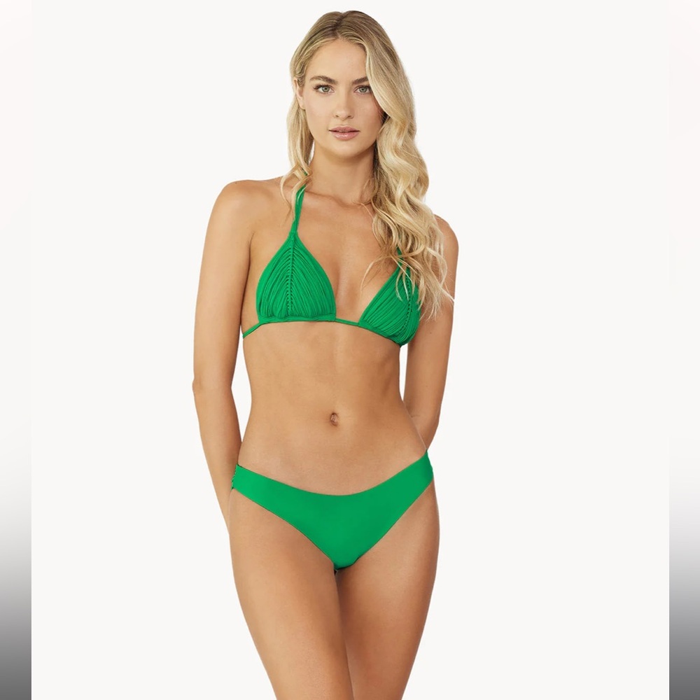 NWT PQ Swim Teeny ruched back Ireland green bikini bottom size Large